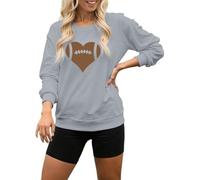 Generisch Maglione da donna con scollo rotondo con grafica a cuore - Maglia a maniche lunghe per gli appassionati di football americano | Maglione come dichiarazione d'amore per lo sport, Stil_i03