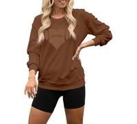 Generisch Maglione da donna con scollo rotondo con grafica a cuore - Maglia a maniche lunghe per gli appassionati di football americano | Maglione come dichiarazione d'amore per lo sport, Stil_i02
