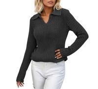 Generisch Maglione da donna dal design casual, morbido, versatile, alla moda per il tempo libero, per la primavera e l'inverno, Nero , M