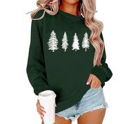 Generisch Maglione da donna di design con albero di Natale, a maniche lunghe, senza casual, con stampa motivo per gli amanti della natura, per il tempo libero, Wh3., L