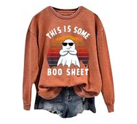 Generisch Maglione da donna Halloween Fashion Specterprint manica lunga girocollo con cappuccio 5 scarpe da donna, Colore: arancione., L