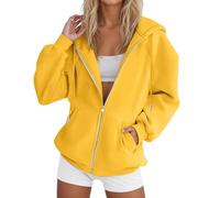 Generisch Maglione da donna in cotone, felpa da donna con cappuccio, per le mezze stagioni, per il tempo libero, con cappuccio Essentials, per autunno e inverno, a maniche lunghe, con tasche, giacca