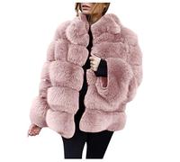 Generisch Maglione da donna in pile La giacca calda a maniche corte Plus Cappotti in pelliccia per le dimensioni del capospalla FaustLong Women 's Cloth, Colore: rosa., XXL