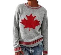 Generisch Maglione da donna invernale, con scollo rotondo, maglione natalizio, casual, da donna, a maniche lunghe, maglione invernale, caldo, elegante, maglione invernale S-4Xl, Luce Ashy, 3XL