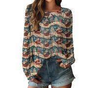 Generisch Maglione da donna oversize, maniche a pipistrello, colore patchwork, maglione invernale con scollo rotondo, felpa a coste, elegante maglione invernale a maglia grossa, casual, a maniche