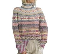 Generisch Maglione da donna, per autunno e inverno, elegante, a maniche lunghe, con collo alto, vintage, colorato, per il tempo libero, morbido, maglione oversize