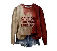 Generisch Maglione da donna per Halloween, con stampa di sangue, girocollo, a maniche lunghe, casual, autunno, inverno, basic, top per costume da festa, il mio account, oro rosa, M