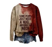 Generisch Maglione da donna per Halloween, con stampa di sangue, girocollo, a maniche lunghe, casual, autunno, inverno, basic, top per costume da festa, il mio account, cachi, M
