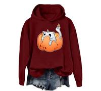 Generisch Maglione da donna per Halloween, con stampa dolce, in pile, per il tempo libero, a maniche lunghe, per lo sport, per la transizione, per le feste, per la corsa, O vino, S