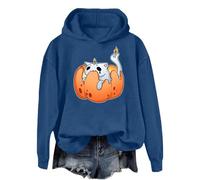 Generisch Maglione da donna per Halloween, con stampa dolce, in pile, per il tempo libero, a maniche lunghe, per lo sport, per la transizione, per le feste, per la corsa, O blu navy, M
