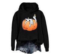 Generisch Maglione da donna per Halloween, con stampa dolce, in pile, per il tempo libero, a maniche lunghe, per lo sport, per la transizione, per le feste, per la corsa, O nero., L