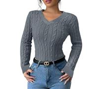 Generisch Maglione da donna per un'eleganza elegante, piacevole calore in inverno e come strato versatile, grigio., S