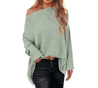 Generisch Maglione da donna, senza spalline, maniche lunghe, oversize, maglione lavorato a maglia, top largo, parrucche di carnevale, Gn1, XL