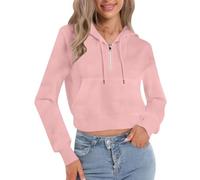 Generisch Maglione da donna sportivo slim fit a maniche lunghe con cerniera a quarto migliore vita, Colore: rosa., 5XL