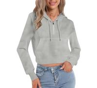 Generisch Maglione da donna sportivo slim fit a maniche lunghe con cerniera a quarto migliore vita, grigio., 4XL