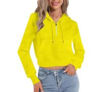 Generisch Maglione da donna sportivo slim fit a maniche lunghe con cerniera a quarto migliore vita, giallo., 3XL