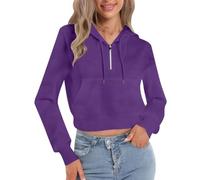 Generisch Maglione da donna sportivo slim fit a maniche lunghe con cerniera a quarto migliore vita, Lilla, 4XL