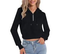 Generisch Maglione da donna sportivo slim fit a maniche lunghe con cerniera a quarto migliore vita, Nero , M