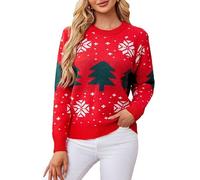 Generisch Maglione da festa con design accogliente per una moda a maniche lunghe, morbido stile da vacanza come abbigliamento invernale casual, Colore: rosso, L