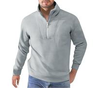 Generisch Maglione da uomo a maniche lunghe con mezza zip, maglietta sportiva da corsa, con cerniera a 1/4, leggera, traspirante, a maniche lunghe, funzionale, calda, da trekking, da sci, da