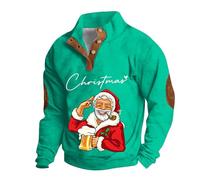 Generisch Maglione da uomo a maniche lunghe, maglione natalizio con design divertente, da uomo, a maniche lunghe, con alcune grandi felpe stampate, Verde menta, S