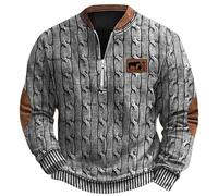 Generisch Maglione da uomo alla moda di grandi dimensioni, casual, stampa digitale 3D, maglione in tessuto con chiusura a girocollo, felpa Mike, grigio chiaro., L