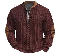 Generisch Maglione da uomo alla moda di grandi dimensioni, casual, stampa digitale 3D, maglione in tessuto con chiusura a girocollo, felpa Mike, Vino, XXL