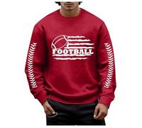 Generisch Maglione da uomo alla moda invernale da rugby senza scollo rotondo, caldo e confortevole felpa per le giornate fresche, Colore: rosso, XL