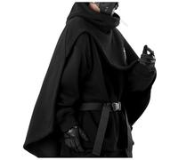 Generisch Maglione da uomo con cappuccio a collo alto, Cyberpunk Streetwear giapponese Ninja Harajuku Felpa con cappuccio gotico con mantello, felpa da uomo oversize Y2K, Nero , XL