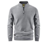 Generisch Maglione da uomo con colletto alto, a maniche lunghe, con cerniera a quarto in slim fit, classico e sportivo, per tutti i giorni e il tempo libero, Stile Q05 Grigio, 4XL