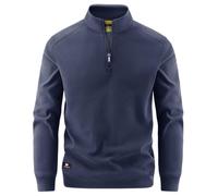 Generisch Maglione da uomo con colletto alto, a maniche lunghe, con cerniera a quarto in slim fit, classico e sportivo, per tutti i giorni e il tempo libero, Stile Q03 Blu, 4XL