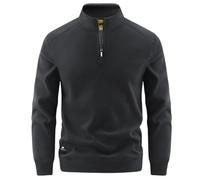 Generisch Maglione da uomo con colletto alto, a maniche lunghe, con cerniera a quarto in slim fit, classico e sportivo, per tutti i giorni e il tempo libero, Stile Q02 Nero, M
