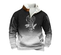 Generisch Maglione da uomo, felpa natalizia, maglione da lavoro, maglione da lavoro, felpa in pile, senza mezza cerniera, per il massimo comfort, grigio., L