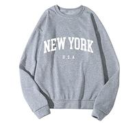 Generisch Maglione da uomo, oversize, con scollo rotondo, Y2K, con stampa posteriore, casual, streetwear, maglietta a maniche lunghe, per l'inverno, per il tempo libero, grigio., XXL