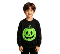 Generisch Maglione di Halloween con effetto luminoso al buio, a maniche lunghe, girocollo, foderato in pile, per il tempo libero e l'inverno