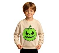 Generisch Maglione di Halloween con effetto luminoso al buio, a maniche lunghe, girocollo, foderato in pile, per il tempo libero e l'inverno, Khaki-4., 9-10 Anni