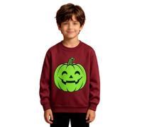 Generisch Maglione di Halloween con effetto luminoso al buio, a maniche lunghe, girocollo, foderato in pile, per il tempo libero e l'inverno, Rosso 5., 5-6 Anni