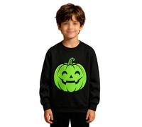 Generisch Maglione di Halloween con effetto luminoso al buio, a maniche lunghe, girocollo, foderato in pile, per il tempo libero e l'inverno