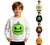 Generisch Maglione di Halloween con effetto luminoso al buio, a maniche lunghe, girocollo, foderato in pile, per il tempo libero e l'inverno, Bianco-4, 2-3 Anni