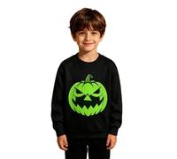 Generisch Maglione di Halloween con effetto luminoso al buio, a maniche lunghe, girocollo, foderato in pile, per il tempo libero e l'inverno, Nero/2, 9-10 Anni