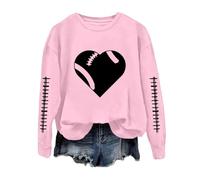 Generisch Maglione donna autunno manica lunga senza cappuccio maglione felpa divertente felpa da calcio donna stampa grafica domenica casual manica lunga girocollo 2025 maglione autunno, Colore: rosa