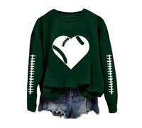 Generisch Maglione donna autunno senza cappuccio maglione a maniche lunghe felpa divertente felpa da calcio donna stampa grafica domenica casual manica lunga girocollo 2025 maglione autunno, Verde