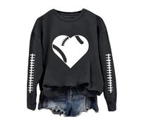 Generisch Maglione donna autunno senza cappuccio maglione a maniche lunghe felpa divertente felpa da calcio donna stampa grafica domenica casual manica lunga girocollo 2025 maglione autunno, grigio