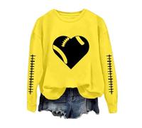 Generisch Maglione donna autunno senza cappuccio maglione a maniche lunghe felpa divertente felpa da calcio donna stampa grafica domenica casual manica lunga girocollo 2025 maglione autunno, giallo