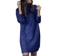 Generisch Maglione Donna Lungo Vestito Maglione Collo Alto Elegante Vestito Pullover Maniche Lunghe Maglione Collo Alto Oversize Maglione Lungo Comodi Vestiti Invernali Morbido Vestito Casual Tinta