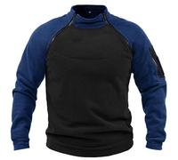 Generisch Maglione in pile da uomo militare per attività all'aperto, caldo tattico, in pile, giacca tattica, maglione invernale, jumper top militare, antivento, O blu navy, XL