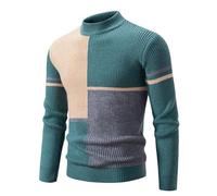 Generisch Maglione invernale da uomo, patchwork, leggero, caldo, a maniche lunghe, caldo, maglione invernale da uomo, per il tempo libero, verde, 3XL