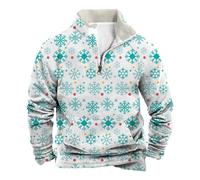 Generisch Maglione invernale in pile con cerniera a quarto a maniche lunghe, scollo rotondo, stampa digitale, caldo per il freddo, multicolore, S