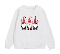 Generisch Maglione natalizio Children's Autumn and Winter Christmas Print Pullover con cappuccio, bianco, 11-12 Anni