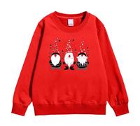 Generisch Maglione natalizio Children's Autumn and Winter Christmas Print Pullover con cappuccio, Colore: rosso, 9-10 Anni
